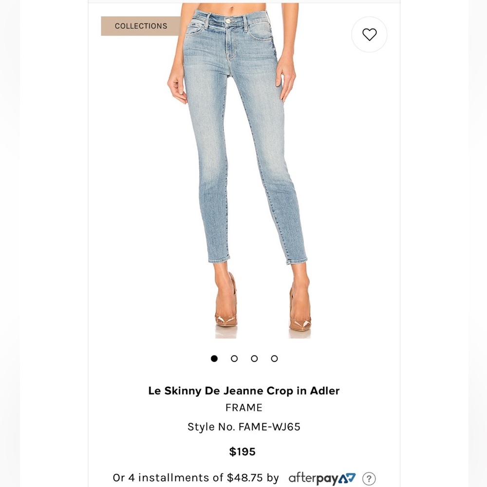 Frame Denim Women's Light Wash Skinny Jeans “La Skinny de Jeanne Crop “ size 27